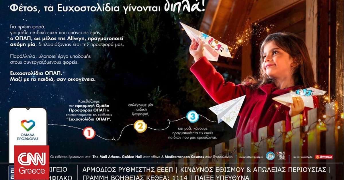 Μία ευχή γίνεται δύο εφέτος τα Χριστούγεννα με τα Ευχοστολίδια