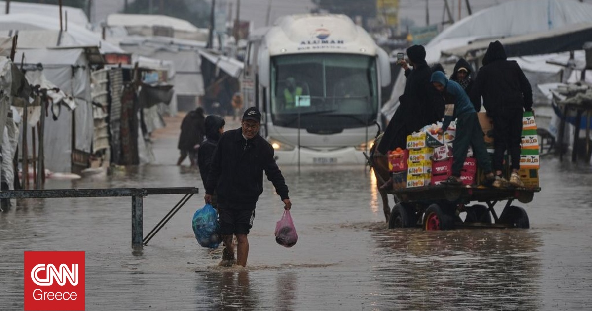 Η κακοκαιρία Byron σαρώνει τη Γάζα – Πλημμύρισαν οι σκηνές στους καταυλισμούς των εκτοπισμένων