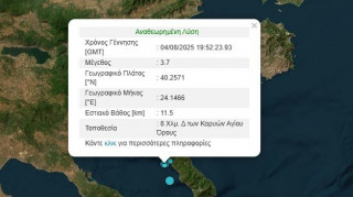 Διπλή σεισμική δόνηση στο Άγιο Όρος - Μεγέθους 3,7 και 2,5 βαθμών της κλίμακας Ρίχτερ