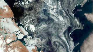 Σαν πίνακας ζωγραφικής: Δορυφορική εικόνα καταγράφει ένα «μωσαϊκό» θαλάσσιου πάγου στη Γροιλανδία