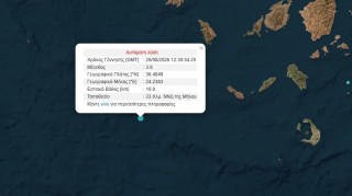 Σεισμός 3,6 Ρίχτερ ανοιχτά της Μήλου 