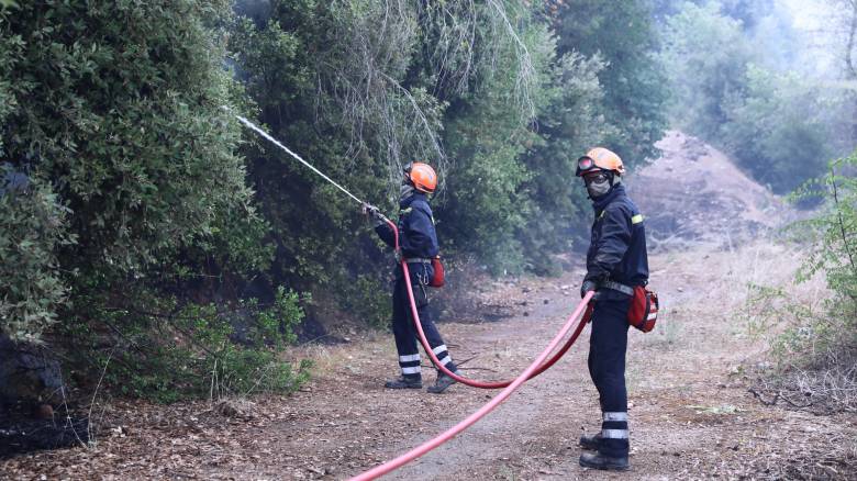 Φωτιά στην Αρχαία Κόρινθο: Μήνυμα εκκένωσης του χωριού Σολομός από το 112