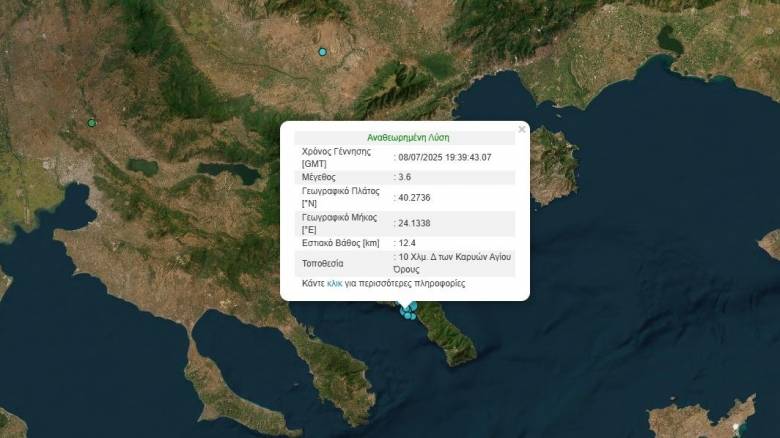 Σεισμική δόνηση μεγέθους 3,6 Ρίχτερ στο Άγιο Όρος