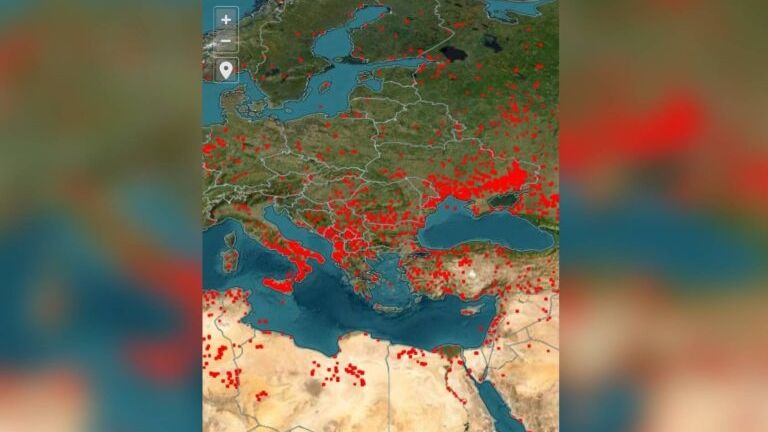 Στις φλόγες Ιταλία και Ελλάδα - Πώς κατέγραψε η NASA τις πυρκαγιές (χάρτης)