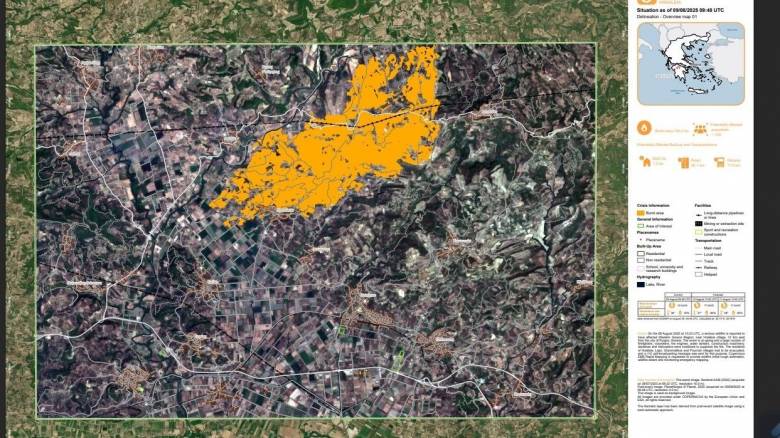 Copernicus: Κοντά 8.000 στρέμματα καμένης γης άφησε πίσω της η φωτιά στην Ηλεία