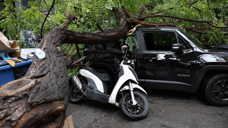 Κακοκαιρία: Δέντρο ξεριζώθηκε και έπεσε σε μοτοσικλετιστή στη Μπενάκη