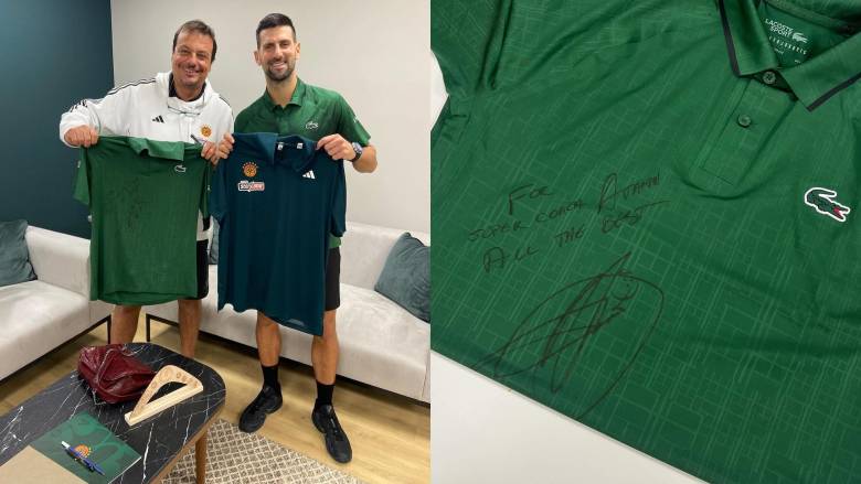 Ο Αταμάν υποδέχτηκε τον Τζόκοβιτς και... πόζαραν με τις φανέλες του Παναθηναϊκού