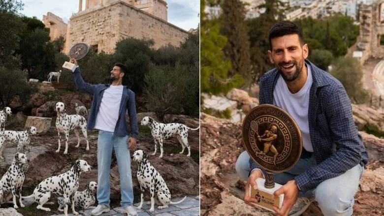 O Τζόκοβιτς... έτρεχε να προλάβει ανοιχτή την Ακρόπολη - Οι φωτό με το τρόπαιο του ATP 250 Athens