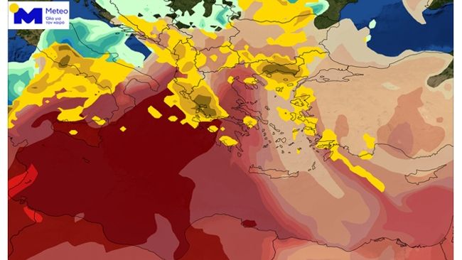 Καιρός: Χάρτης του Meteo καταγράφει πού θα πέσουν λασποβροχές έως την Πέμπτη