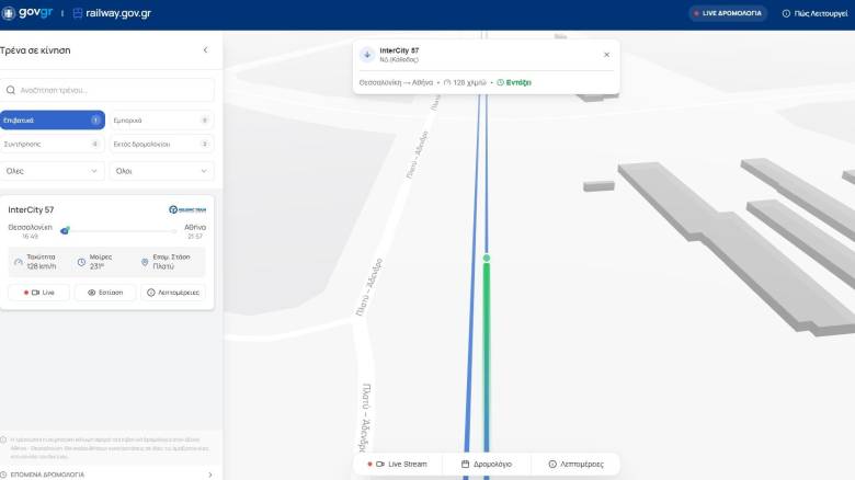 Σε λειτουργία το railway.gov.gr – Ζωντανή εικόνα τρένων σε πραγματικό χρόνο