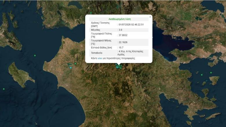 Μπαράζ μικρών σεισμικών δονήσεων σε Καλάβρυτα και Κλειτορία - 19 μέσα σε λίγες ώρες