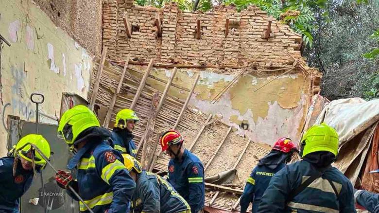 Κατάρρευση σκεπής εγκαταλελειμμένου κτηρίου στην Ακαδημία Πλάτωνος