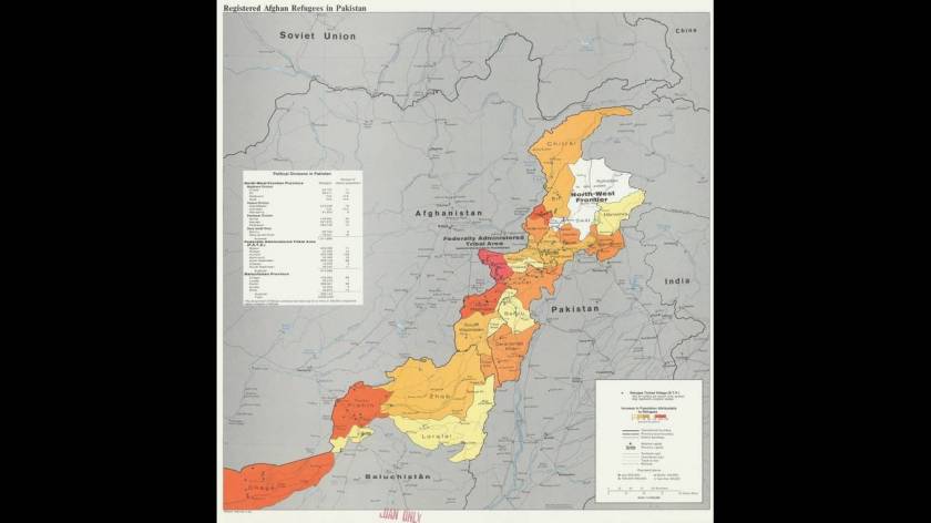 Πληθυσμιακές αλλαγές που οφείλονται στην μετακίνηση προσφύγων στα σύνορα Αφγανιστάν- Πακιστάν, το 1982.