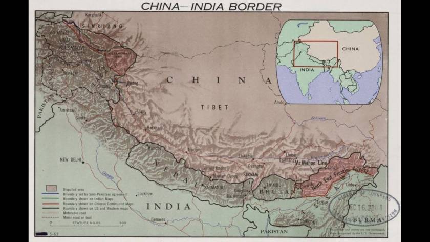 Η περιοχή των συνόρων Κίνας-Ινδίας το 1963.