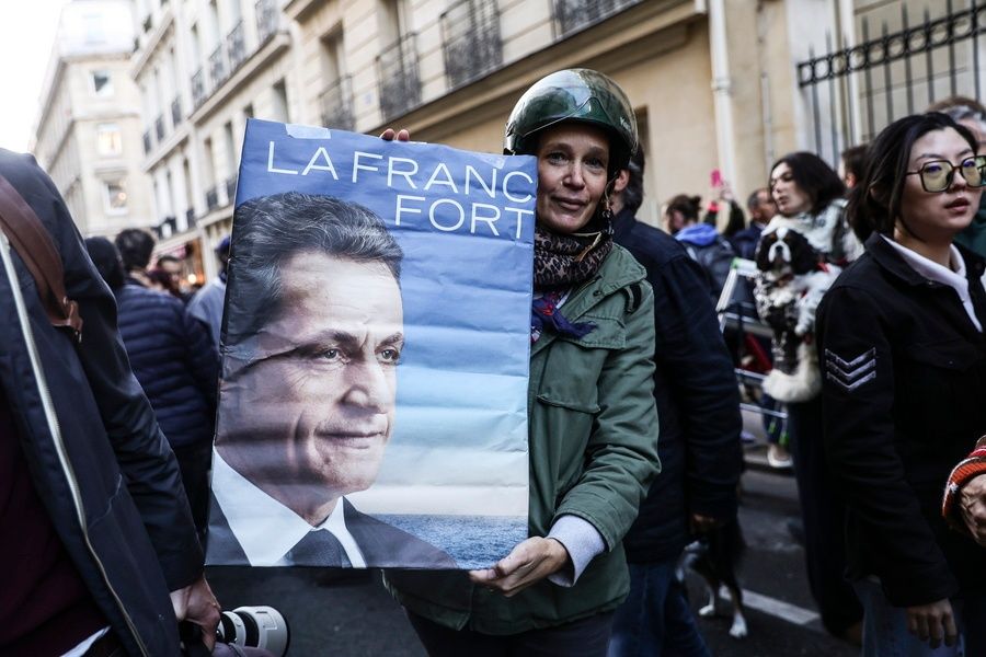 Demonstration in support of former French President Nicolas Sarkozy