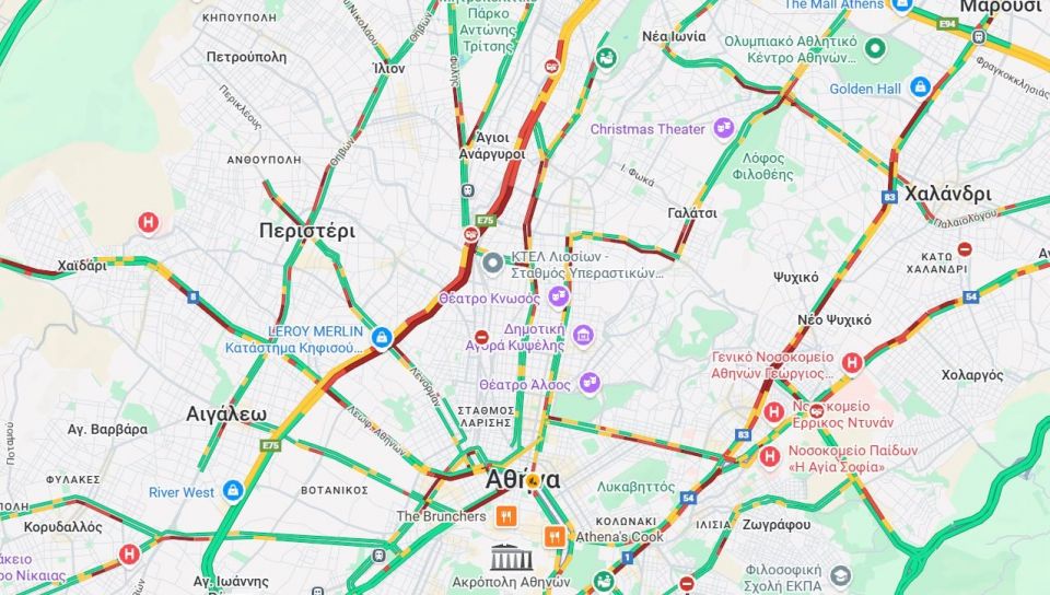 Κίνηση: Στο «κόκκινο» Κηφισός και Κηφισίας – Καθυστερήσεις άνω των 30 λεπτών σε Αττική Οδό Κίνηση: Στο «κόκκινο» Κηφισός και Κηφισίας – Καθυστερήσεις άνω των 30 λεπτών σε Αττική Οδό