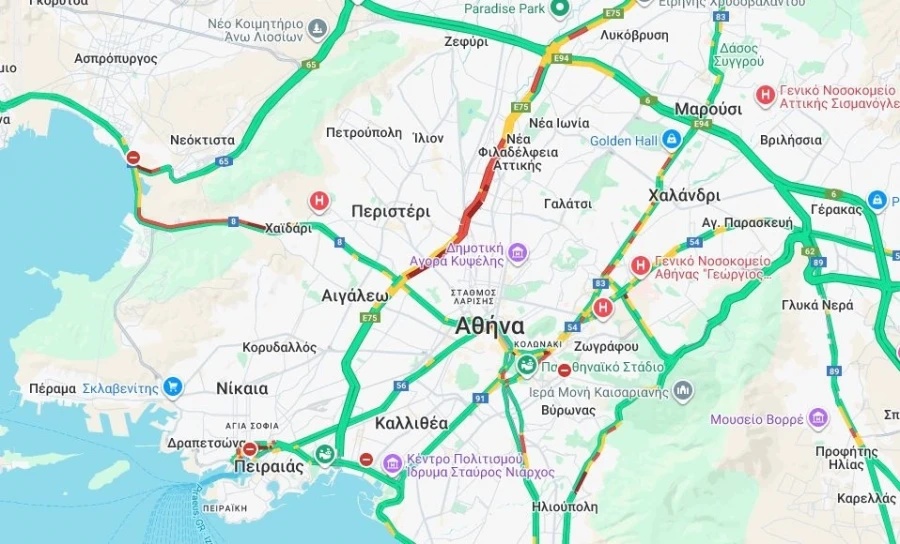 Χάος στους δρόμους: Μετ’ εμποδίων η κίνηση στον Κηφισό, Κηφισίας και Κέντρο