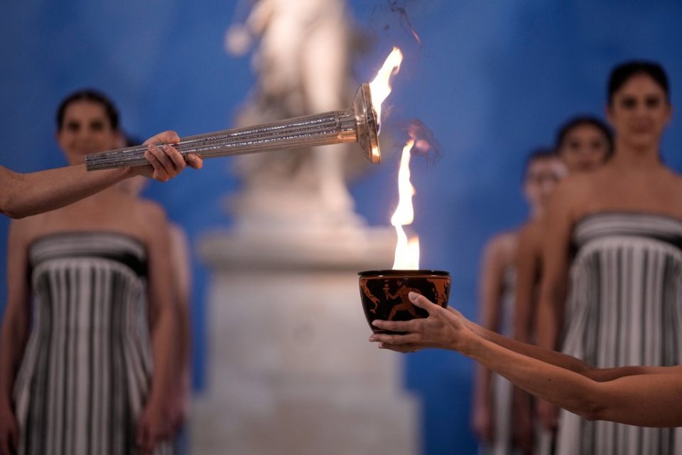 Greece Olympics Milan Cortina Flame Lighting