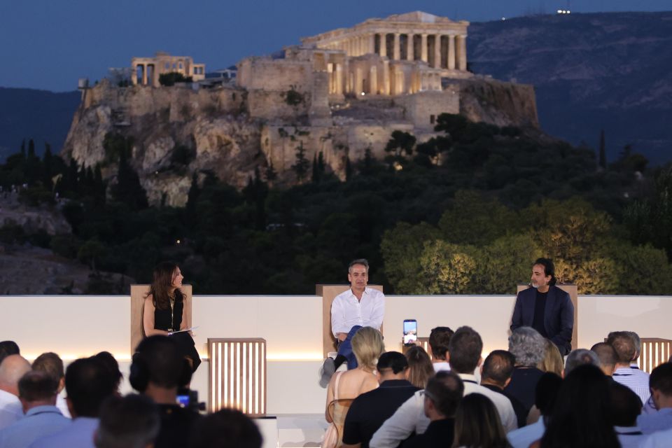 [388438] ΣΥΜΜΕΤΟΧΗ ΤΟΥ ΠΡΩΘΥΠΟΥΡΓΟΥ ΚΥΡΙΑΚΟΥ ΜΗΤΣΟΤΑΚΗ ΣΕ ΣΥΖΗΤΗΣΗ ΜΕ ΤΟΝ HEMANT TANEJA ΔΙΕΘΥΝΟΝΤΑ ΣΥΜΒΟΥΛΟ ΤΗΣ GENERAL CATALYST ΣΤΟ ΠΛΑΙΣΙΟ ΕΚΔΗΛΩΣΗΣ ΤΗΣ ENDEAVOR GREECE (ΓΙΑΝΝΗΣ ΠΑΝΑΓΟΠΟΥΛΟΣ / EUROKINISSI)