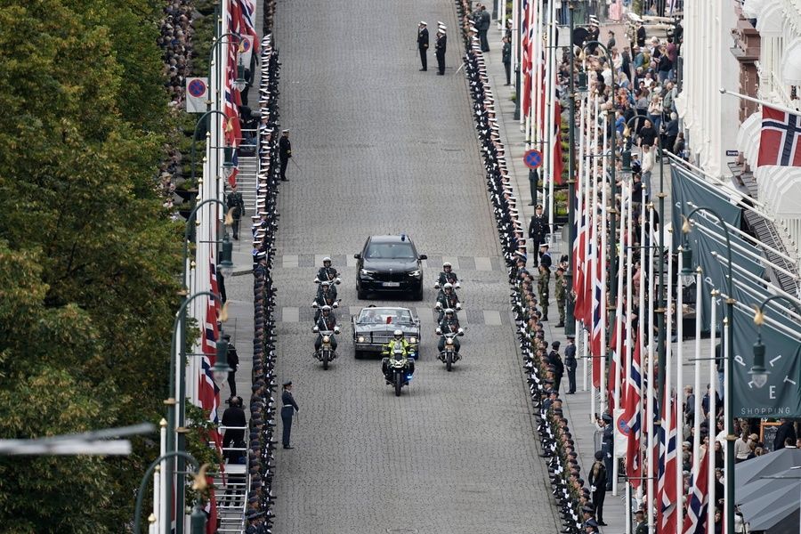 Norway's King Haakon VIII swearing-in ceremony before Parliament