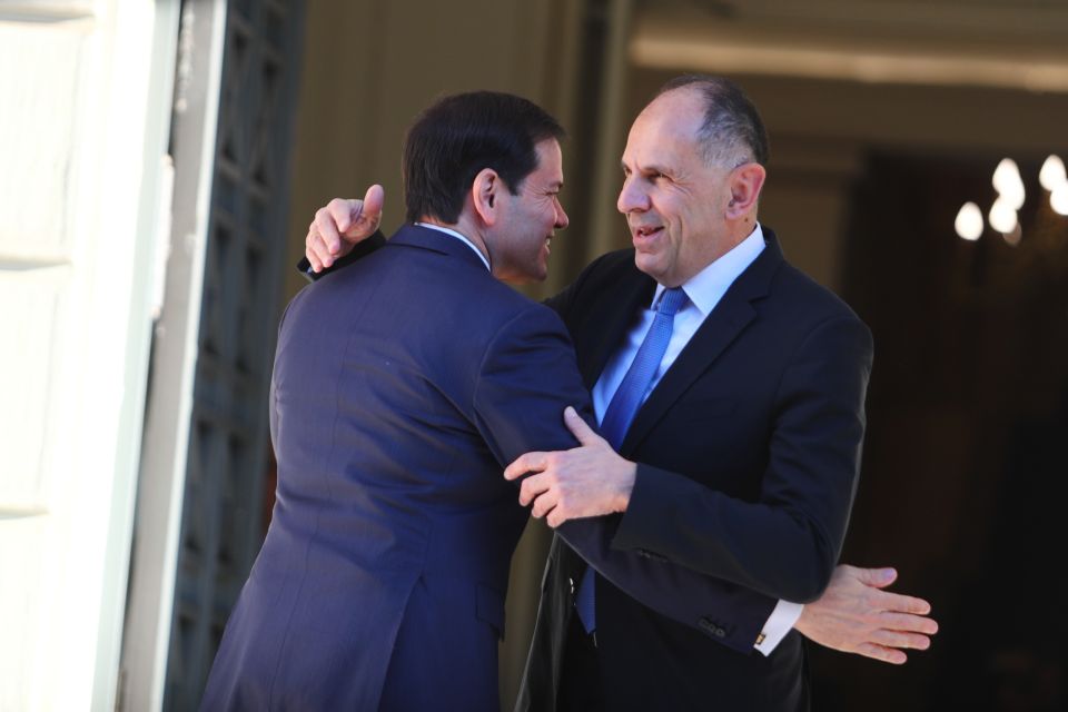 [390108] ΥΠΟΥΡΓΕΙΟ ΕΞΩΤΕΡΙΚΩΝ. ΣΥΝΑΝΤΗΣΗ ΤΟΥ ΥΠΟΥΡΓΟΥ ΕΞΩΤΕΡΙΚΩΝ ΓΙΩΡΓΟΥ ΓΕΡΑΠΕΤΡΙΤΗ ΜΕ ΤΟΝ ΟΜΟΛΟΓΟ ΤΟΥ ΤΩΝ ΗΠΑ ΜΑΡΚΟ ΡΟΥΜΠΙΟ. 6ος ΓΥΡΟΣ ΤΟΥ ΣΤΡΑΤΗΓΙΚΟΥ ΔΙΑΛΟΓΟΥ ΕΛΛΑΔΑΣ - ΗΠΑ (ΣΩΤΗΡΗΣ ΔΗΜΗΤΡΟΠΟΥΛΟΣ / EUROKINISSI)